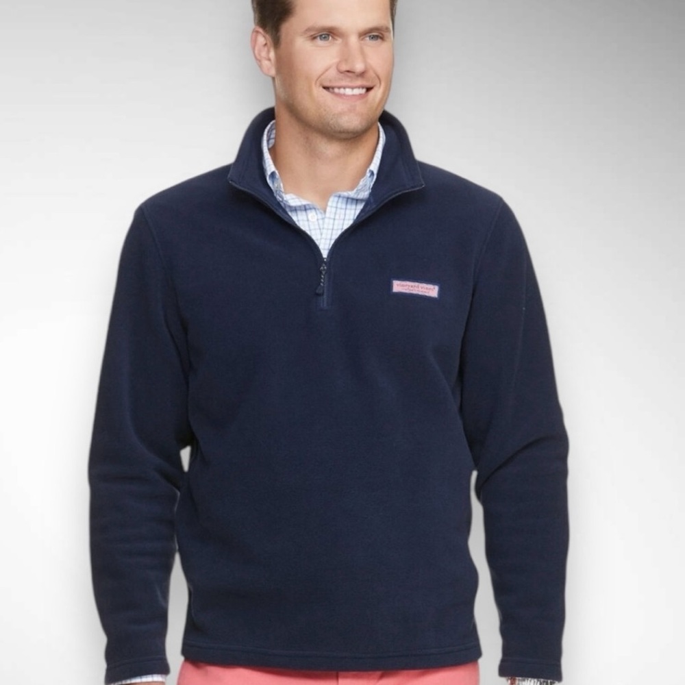 Vineyard Vines Navy Blue Men's size L Quarter Zip Fleece